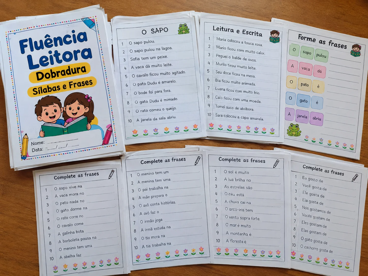 Atividades Fluência Leitora – Dobradura, Sílabas e Frases — amostra 4: Fluência Leitora – Dobradura, Sílabas e Frases…