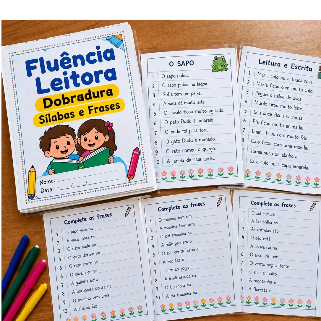 Atividades Fluência Leitora – Dobradura, Sílabas e Frases — capa do material