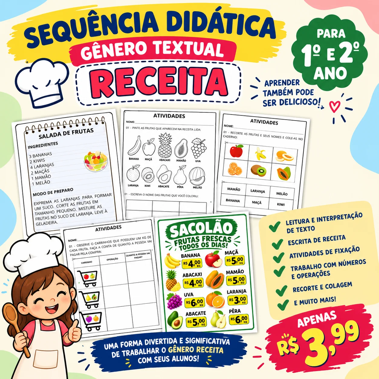 ATIVIDADES GÊNERO RECEITA - SEQUÊNCIA DIDÁTICA PORTUGUÊS E MATEMÁTICA — Alfabetização para 2º ano: 15 ATIVIDADES EM…
