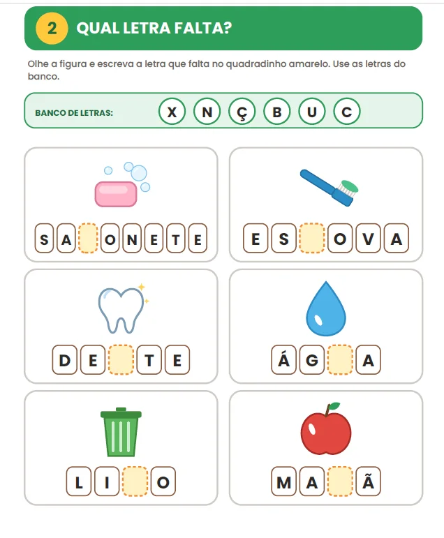 ATIVIDADES: HÁBITOS DE HIGIENE E SAÚDE - ALFABETIZAÇÃO INICIAL — amostra 4: O Caderno de Atividades – Hábitos de Higiene e…