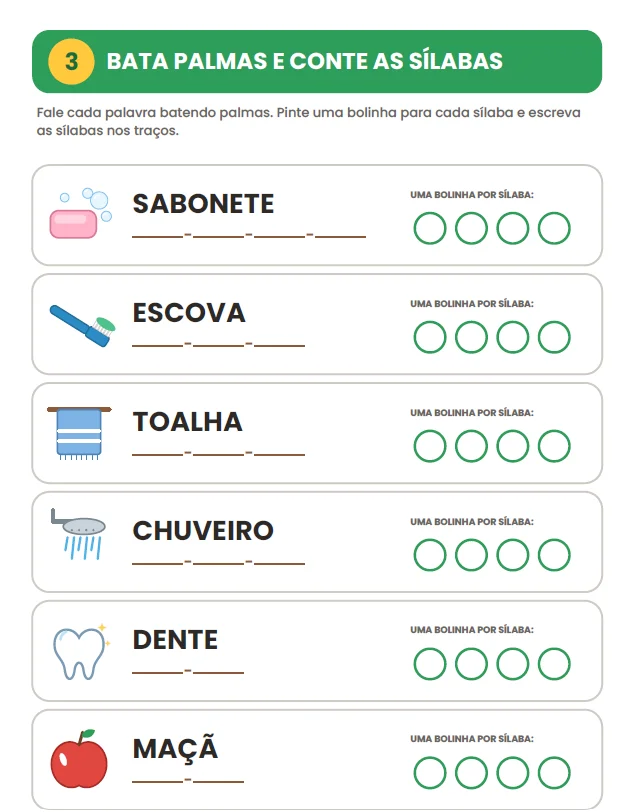 ATIVIDADES: HÁBITOS DE HIGIENE E SAÚDE - ALFABETIZAÇÃO INICIAL — amostra 5: O Caderno de Atividades – Hábitos de Higiene e…