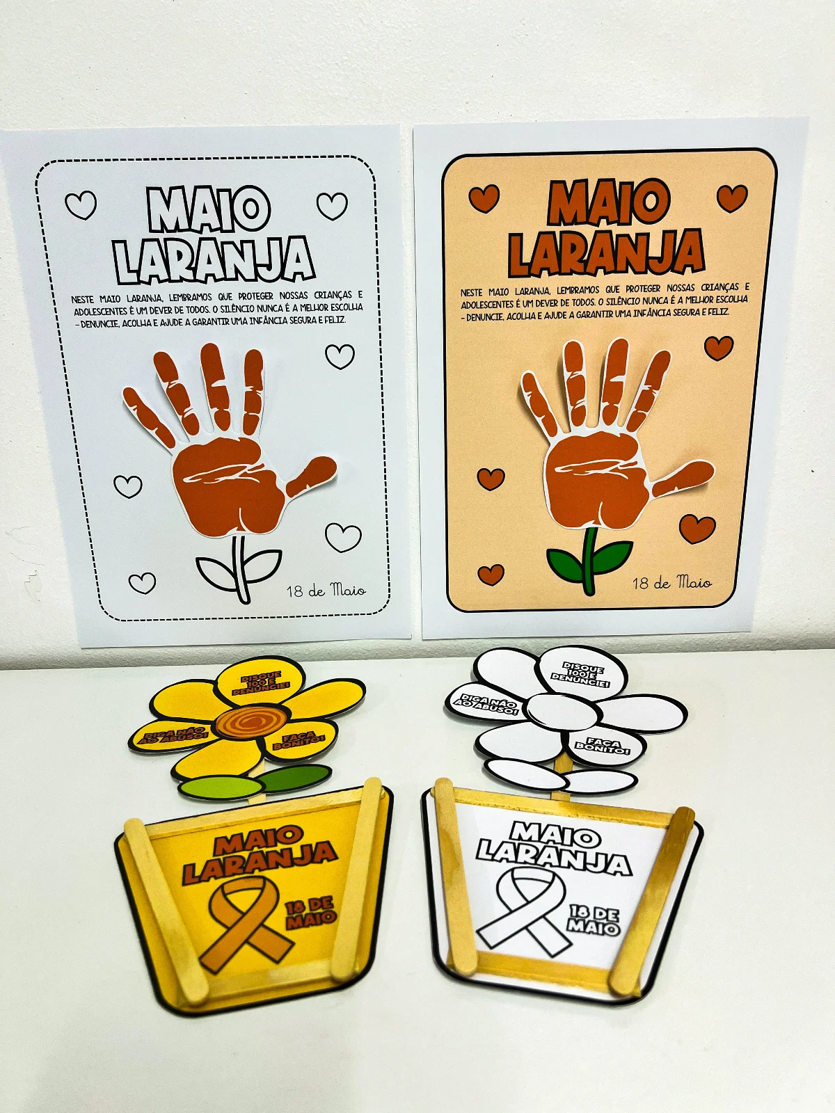 Atividades Interativas Maio Laranja – Flor com Mãozinha e Vasinho (Educação Infantil) — amostra 1: Composto por duas…