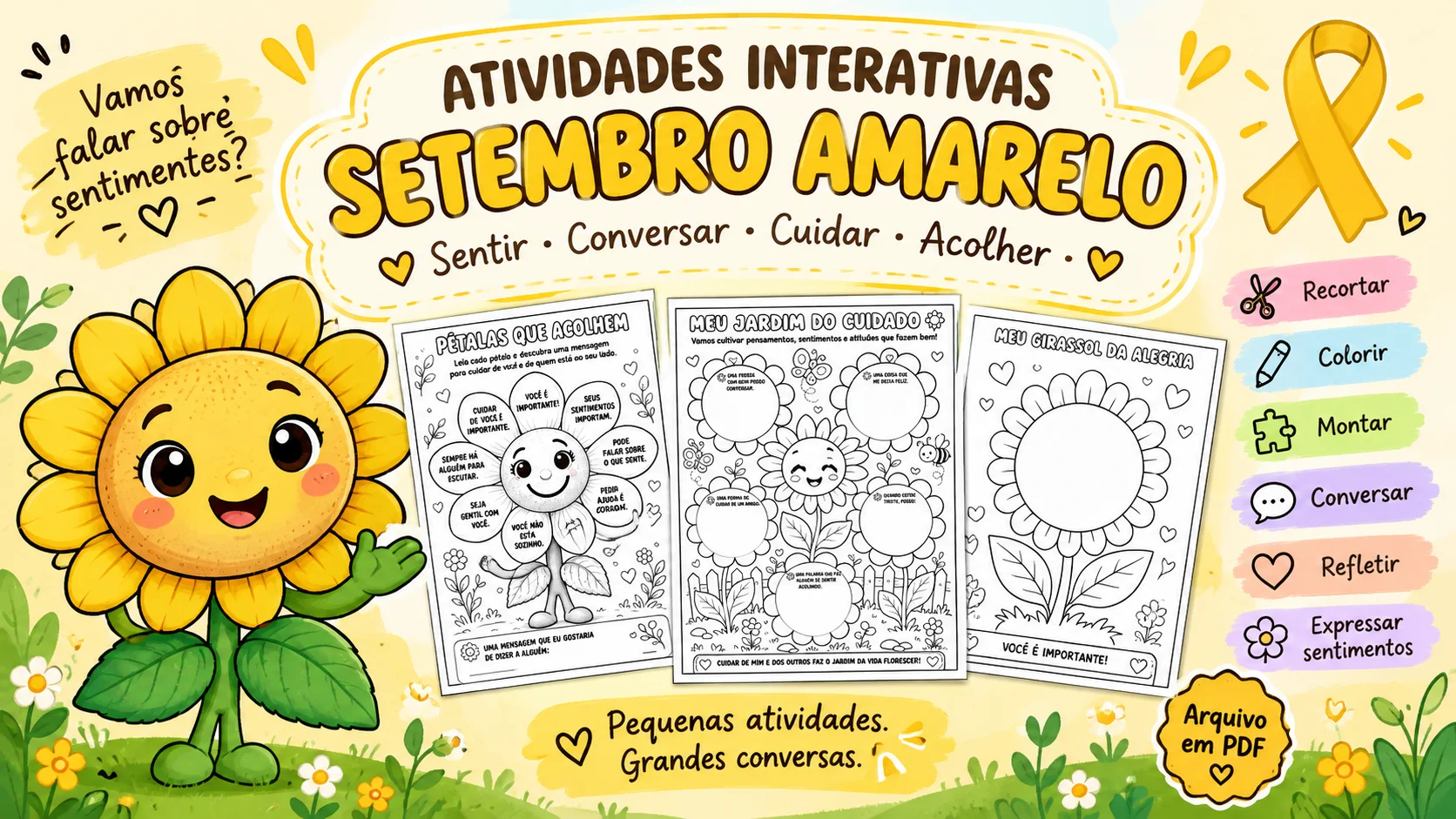 Atividades Interativas Setembro Amarelo | Sentimentos e Empatia — capa do material