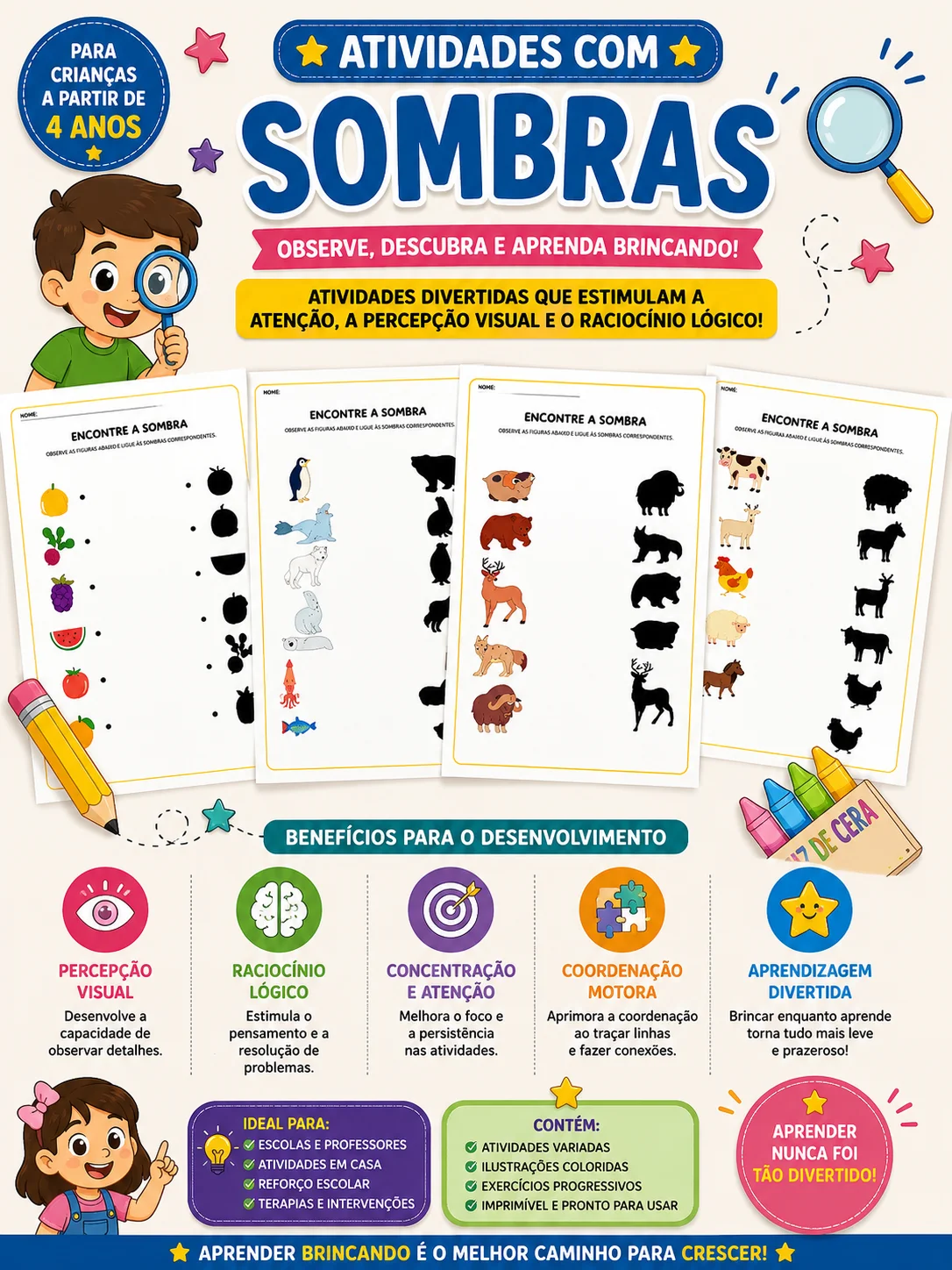 ATIVIDADES LÚDICA COM SOMBRAS - EDUCAÇÃO INFANTIL E FUNDAMENTAL — Alfabetização para Educação Infantil: Atividades para…