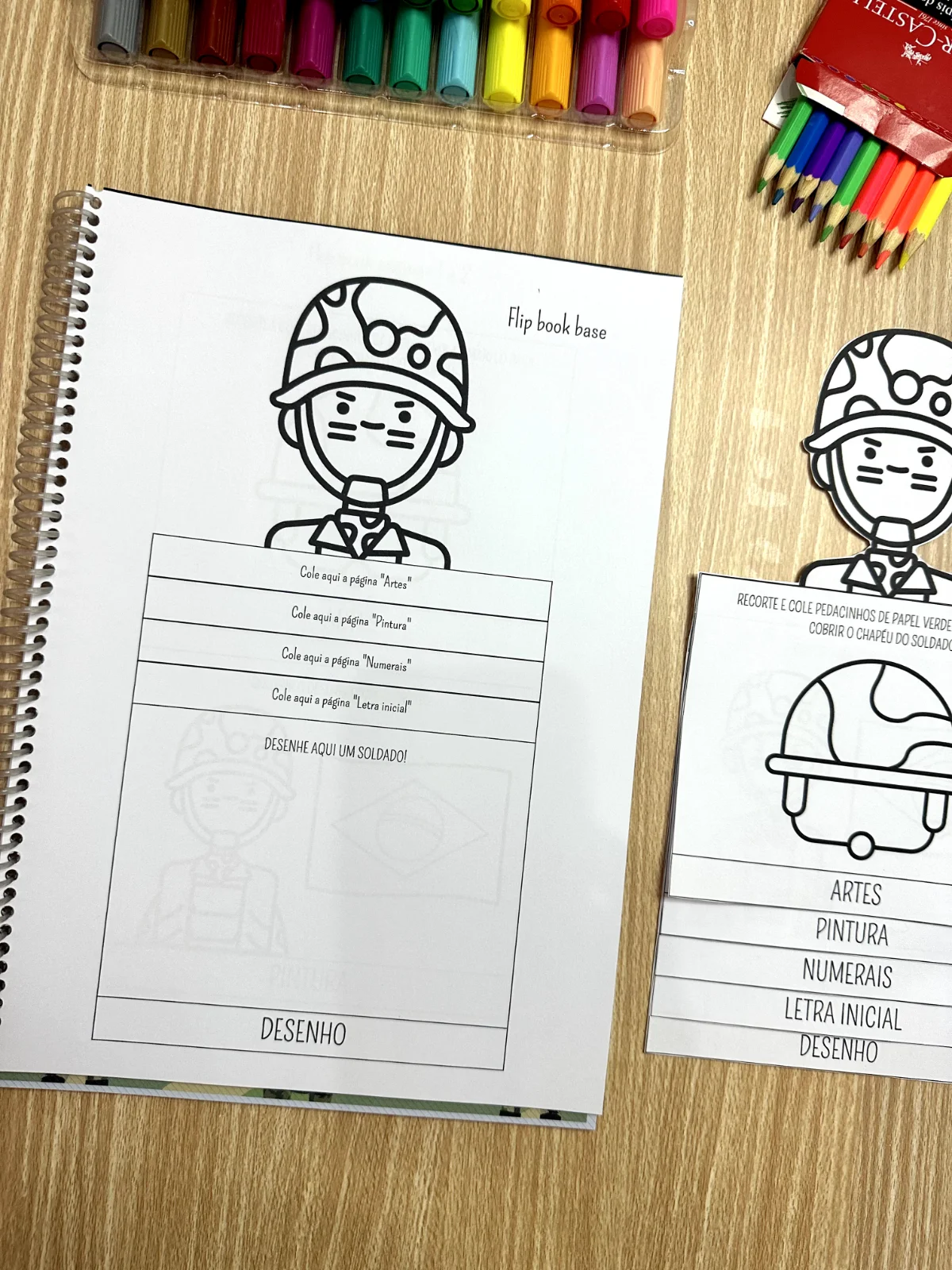 Atividades Lúdicas para Educação Infantil 25 de Agosto — amostra 1: A apostila de atividades Dia do Soldado inclui 14…