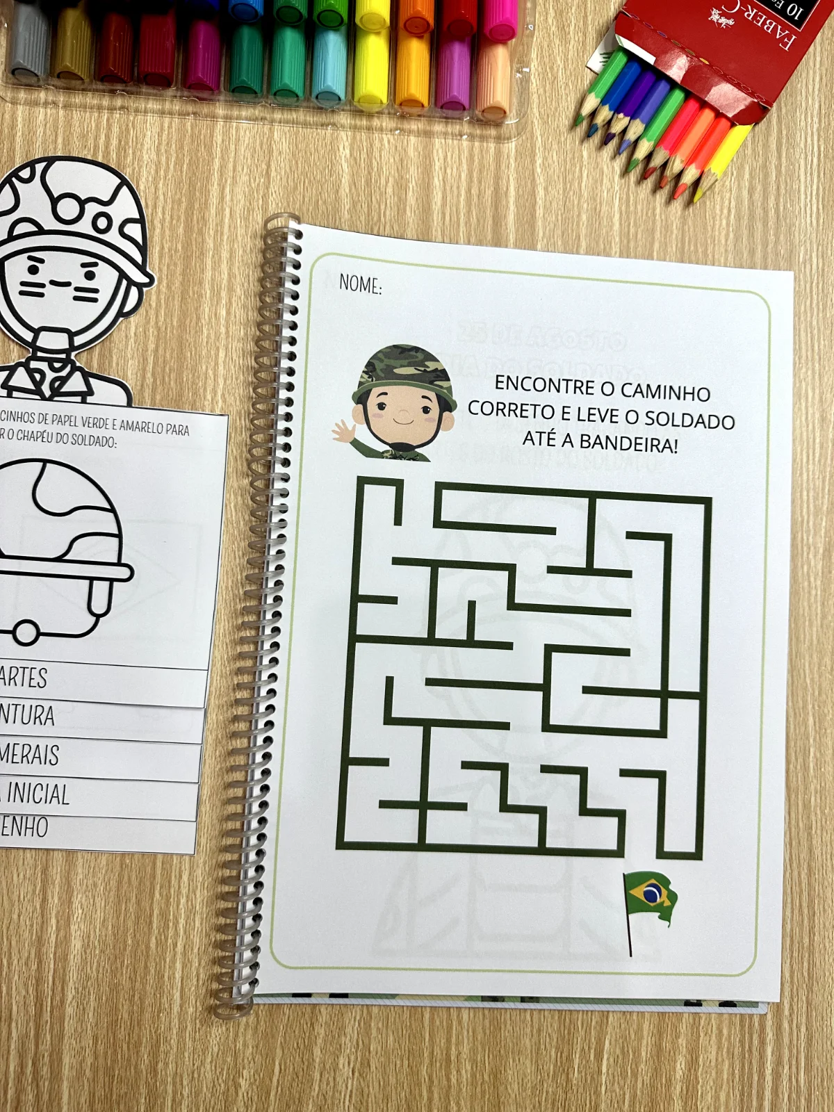 Atividades Lúdicas para Educação Infantil 25 de Agosto — amostra 7: A apostila de atividades Dia do Soldado inclui 14…