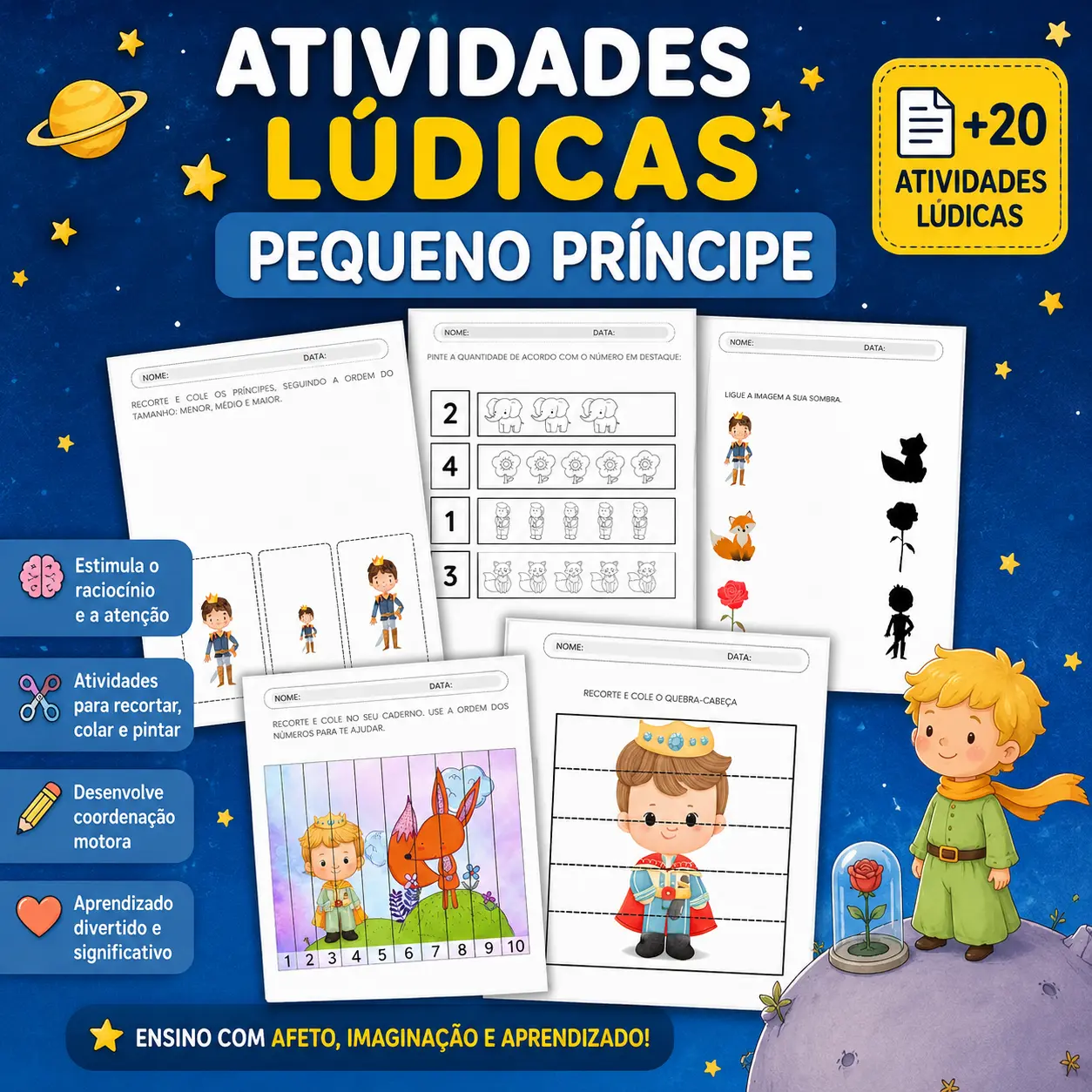 ATIVIDADES LÚDICAS PEQUENO PRINCIPE - ALFABETIZAÇÃO — Alfabetização para Educação Infantil: Com a temática encantadora do…