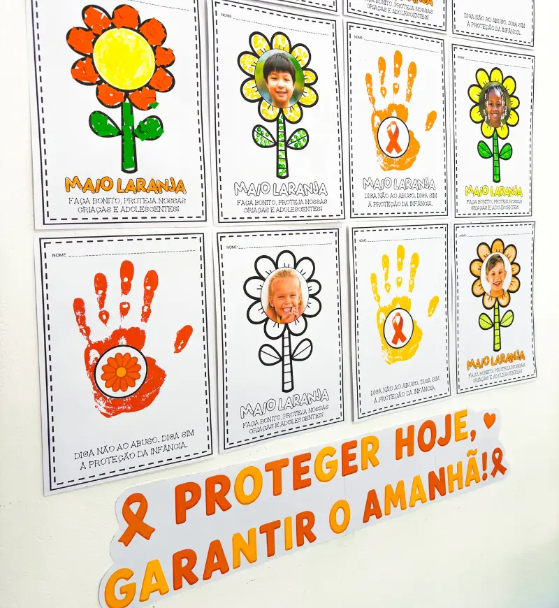 Atividades Maio Laranja: PDF com Letreiro e Painel — amostra 1: Atividades Maio Laranja para imprimir e explorar com a turma