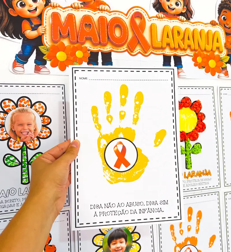 Atividades Maio Laranja: PDF com Letreiro e Painel — amostra 5: Trabalhe o Maio Laranja com propostas criativas e acolhedoras