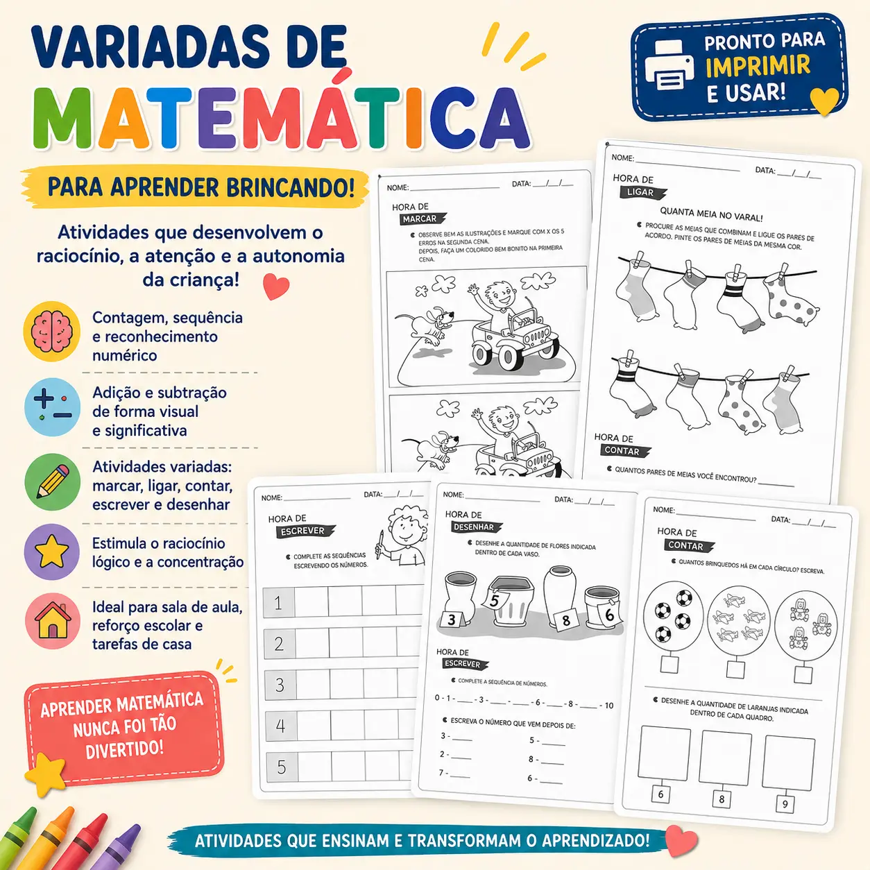 ATIVIDADES MATEMÁTICA VARIADAS - ALFABETIZAÇÃO — capa do material