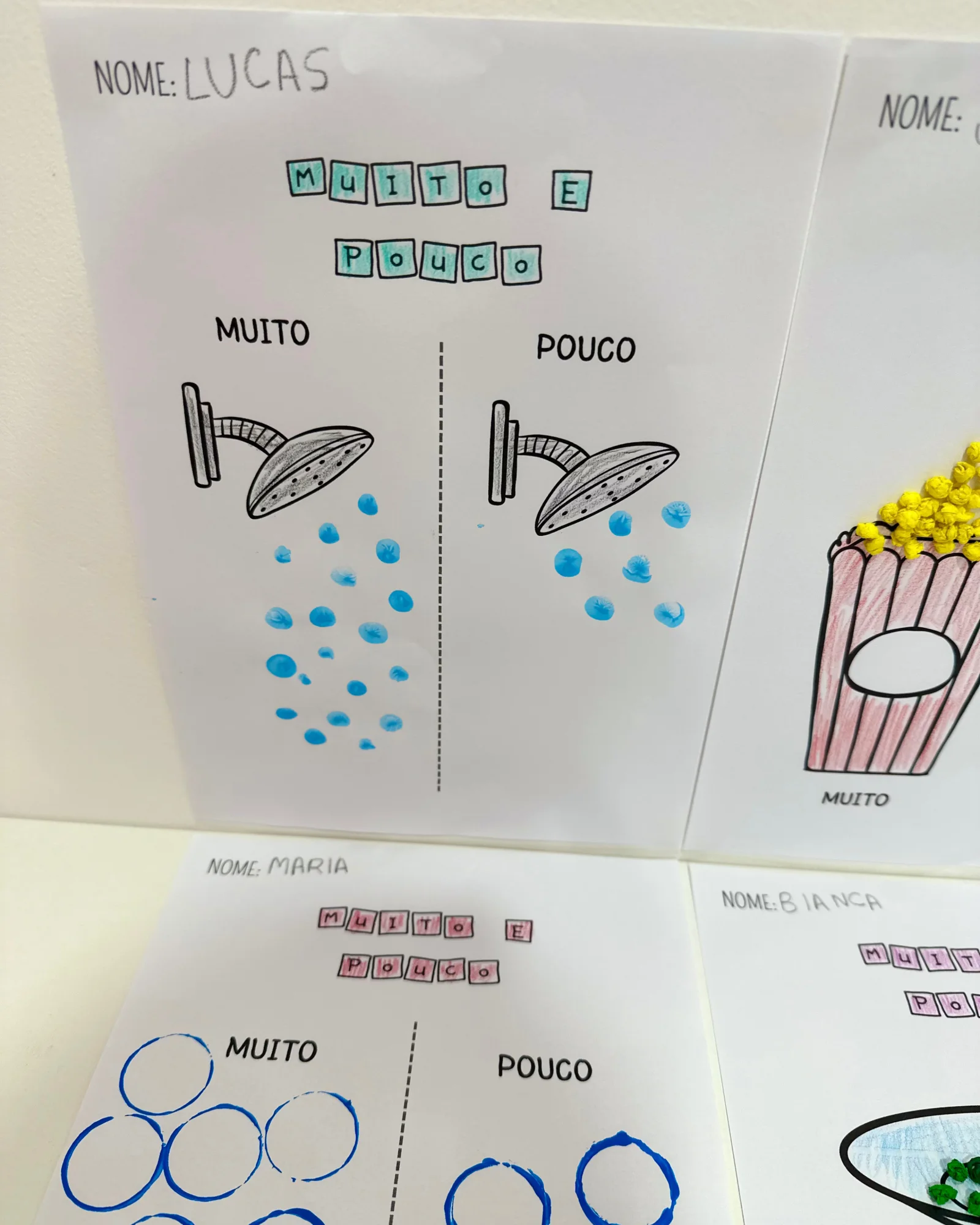 Atividades Muito e Pouco Conceitos Matemáticos e Artes — amostra 2: Atividades de artes tema Conceitos Grande e Pequeno…