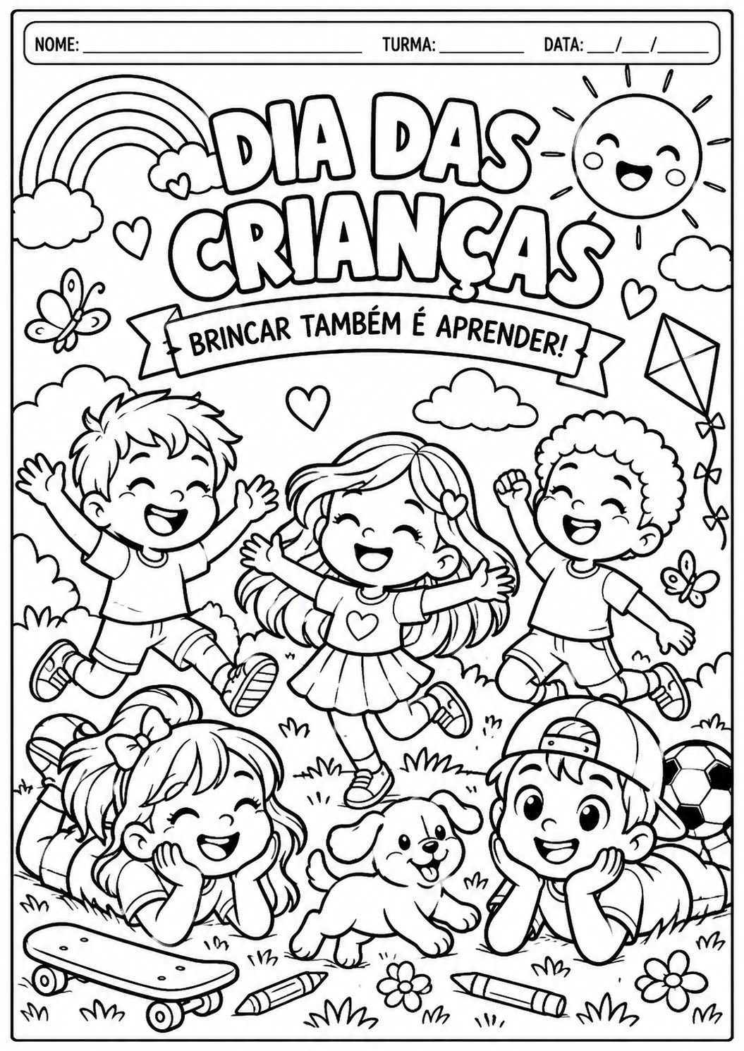 Atividades para o Dia das Crianças para Colorir – 5 Atividades em PDF — capa do material