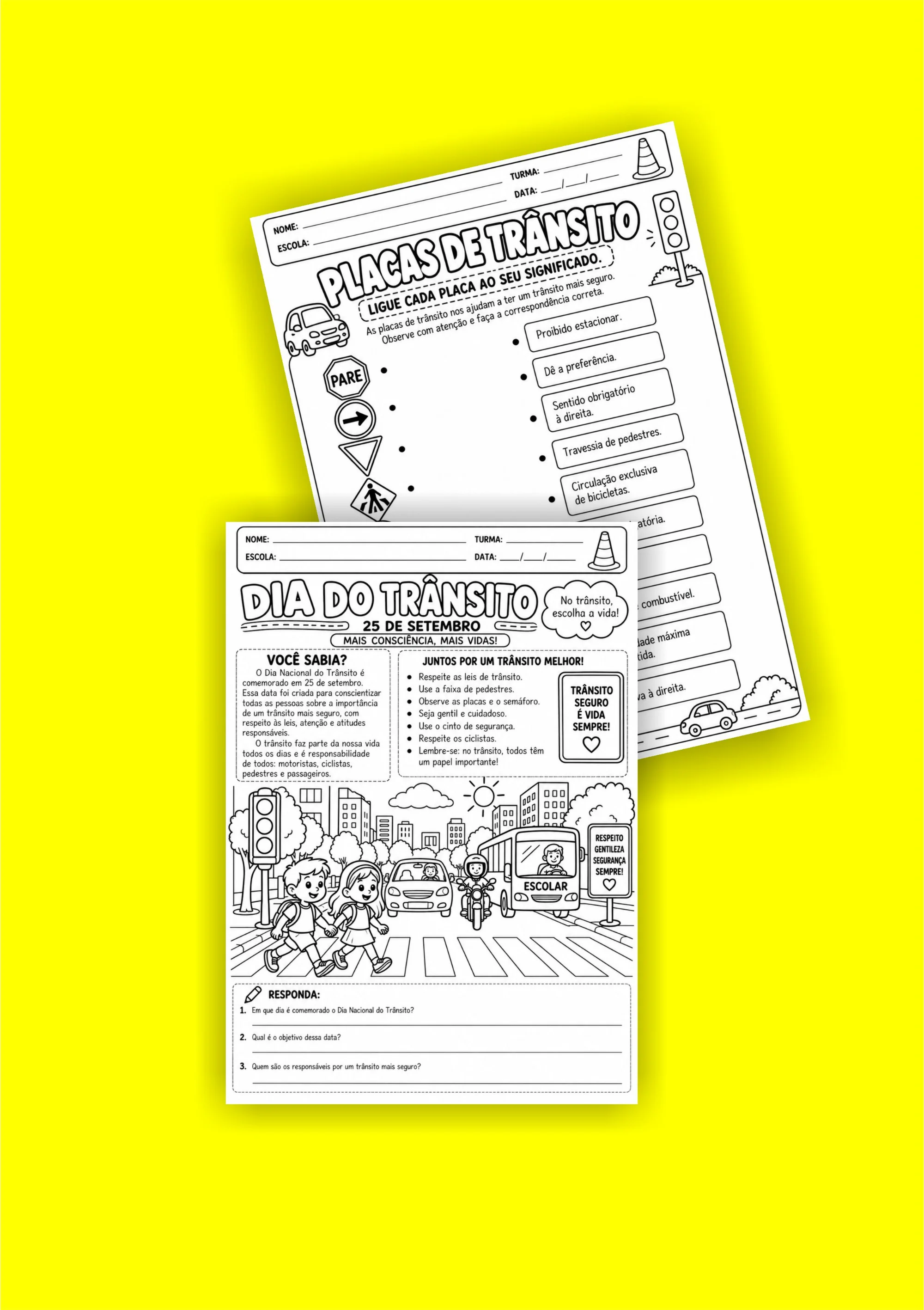 Atividades para o Dia do Trânsito: Jogos, Pintura e Aprendizagem — amostra 1: Prepare sua turma para o Dia Nacional do…