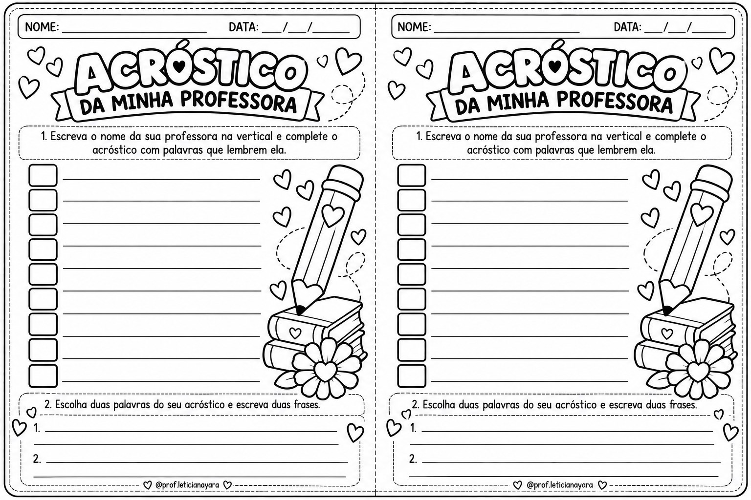 Atividades para o Dia dos Professores: Acróstico e Flor Interativa — amostra 1: O que está incluso