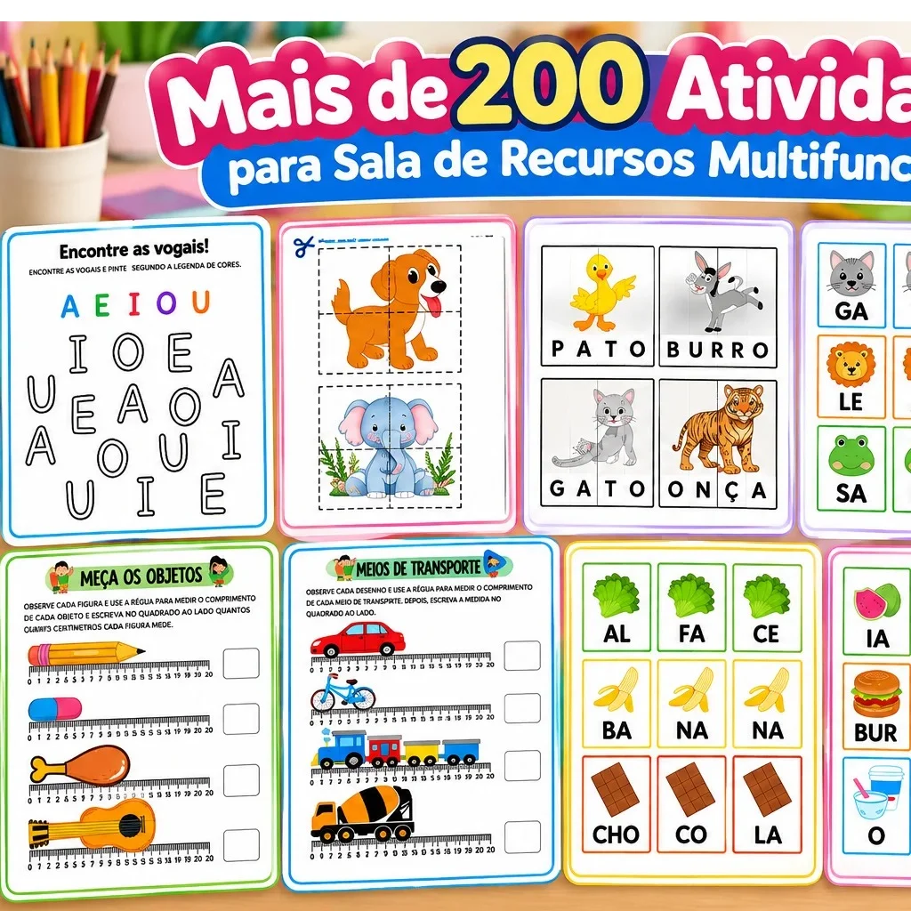 Apostila para Sala de Recursos AEE + 200 Atividades em PDF — amostra 5: Mais de 200 atividades em PDF para Sala de Recursos…