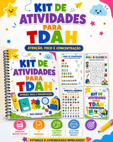 Atividades para TDAH - Atenção, FOCO e Concentração — capa do material