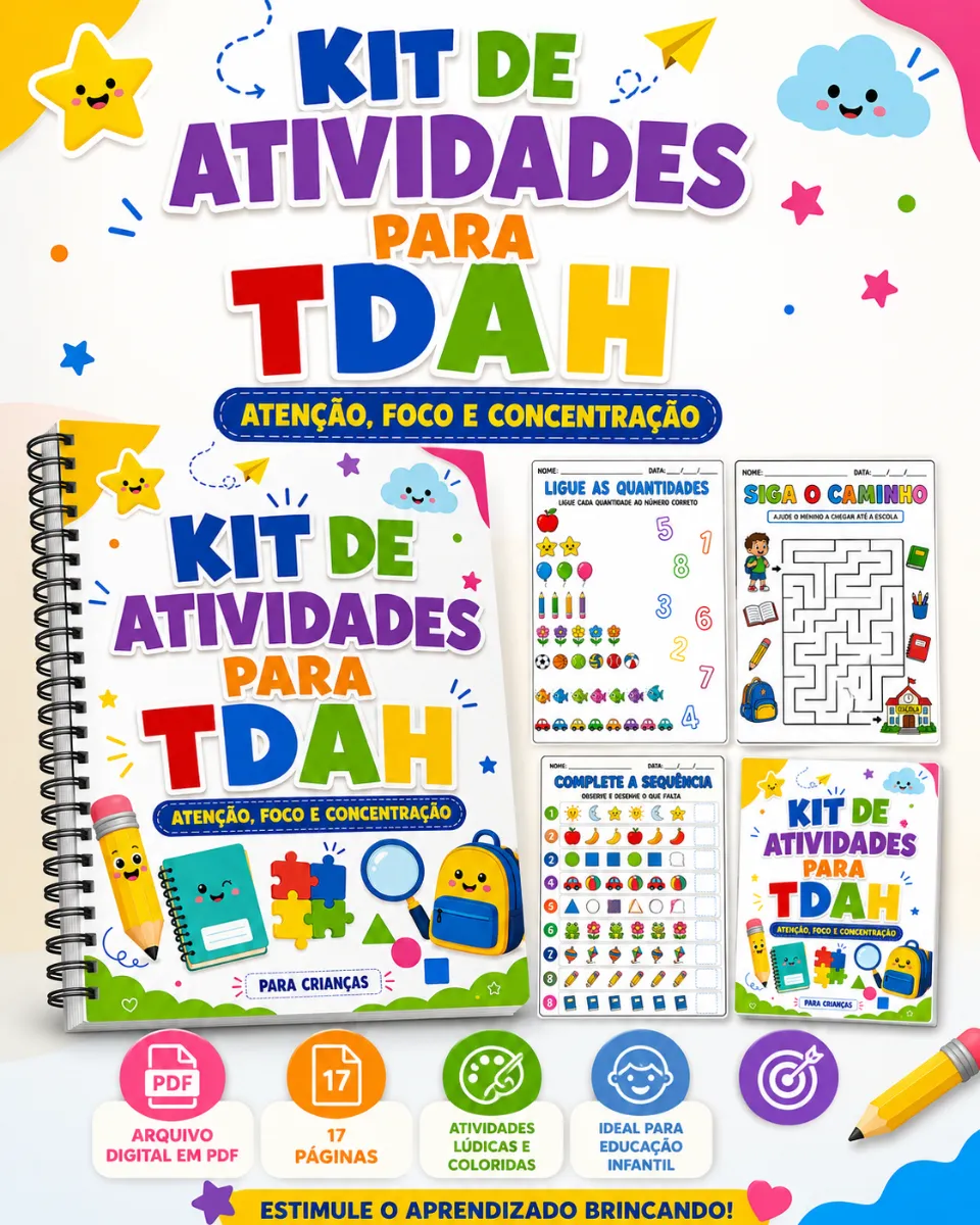 Atividades para TDAH - Atenção, FOCO e Concentração — Atividades para Educação Infantil: Transforme o momento de…