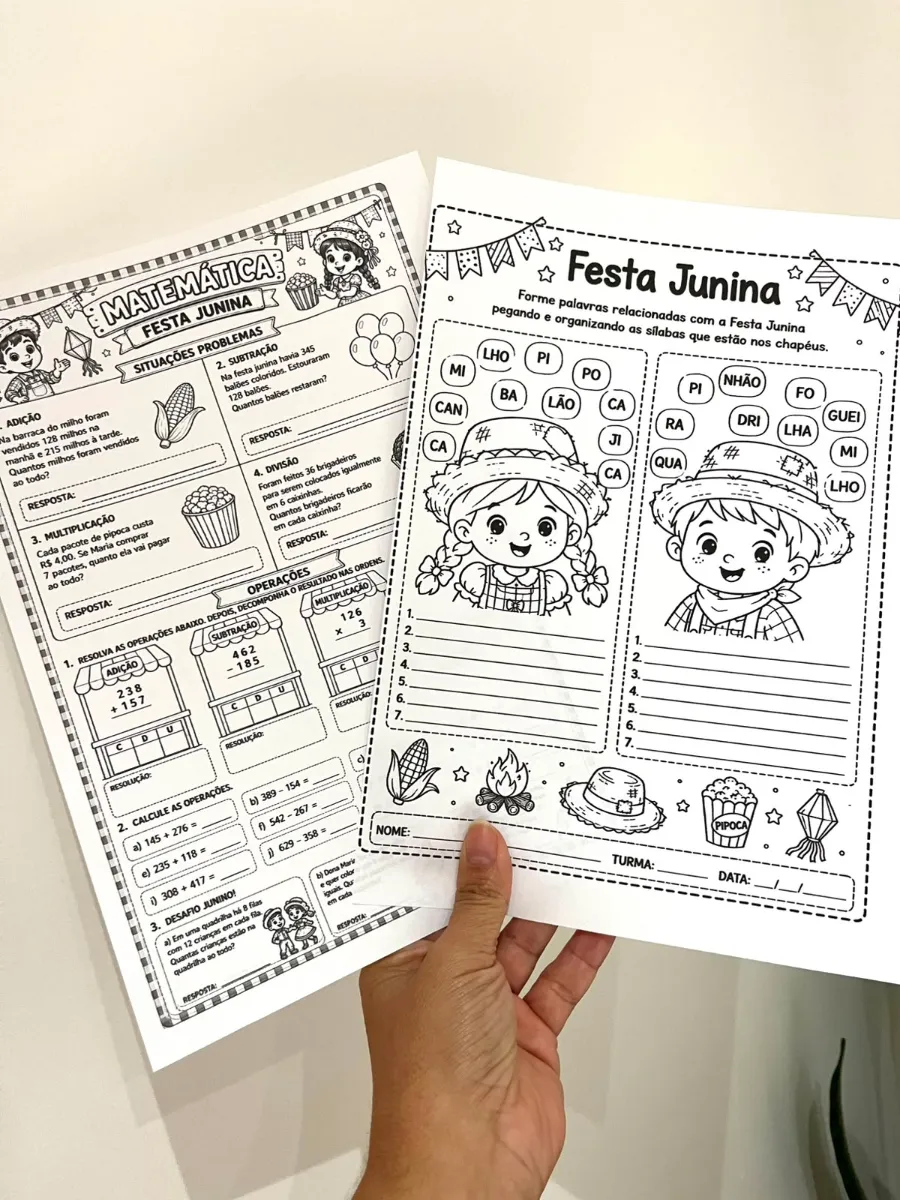Atividades Português e Matemática Tema: Festa Junina — amostra 3: ATIVIDADES DE FESTA JUNINA PARA APRENDER BRINCANDO