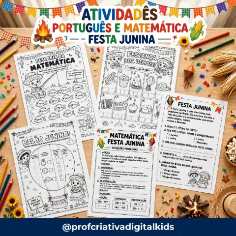 Atividades Português e Matemática Tema: Festa Junina — capa do material