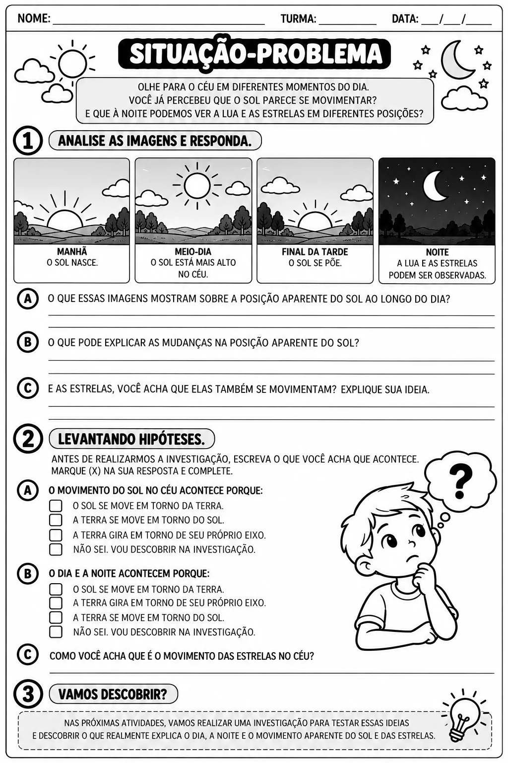 Atividades Rotação da Terra 5º Ano | EF05CI11 — amostra 3: Atividades de Ciências sobre rotação da Terra para o 5º ano,…