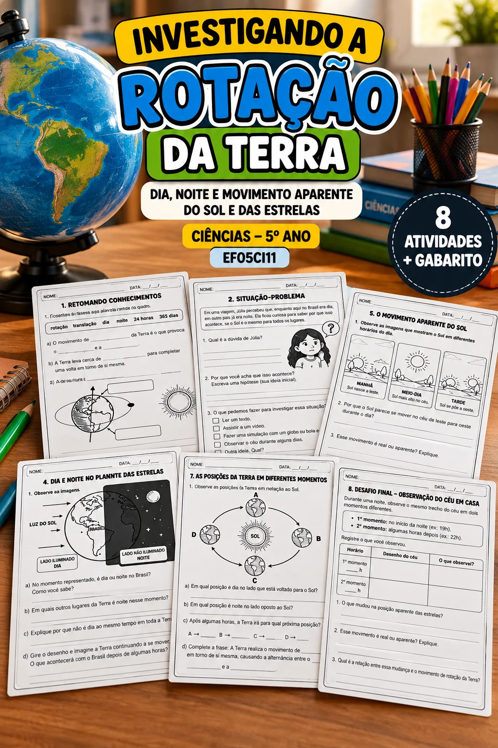 Atividades Rotação da Terra 5º Ano | EF05CI11 — capa do material