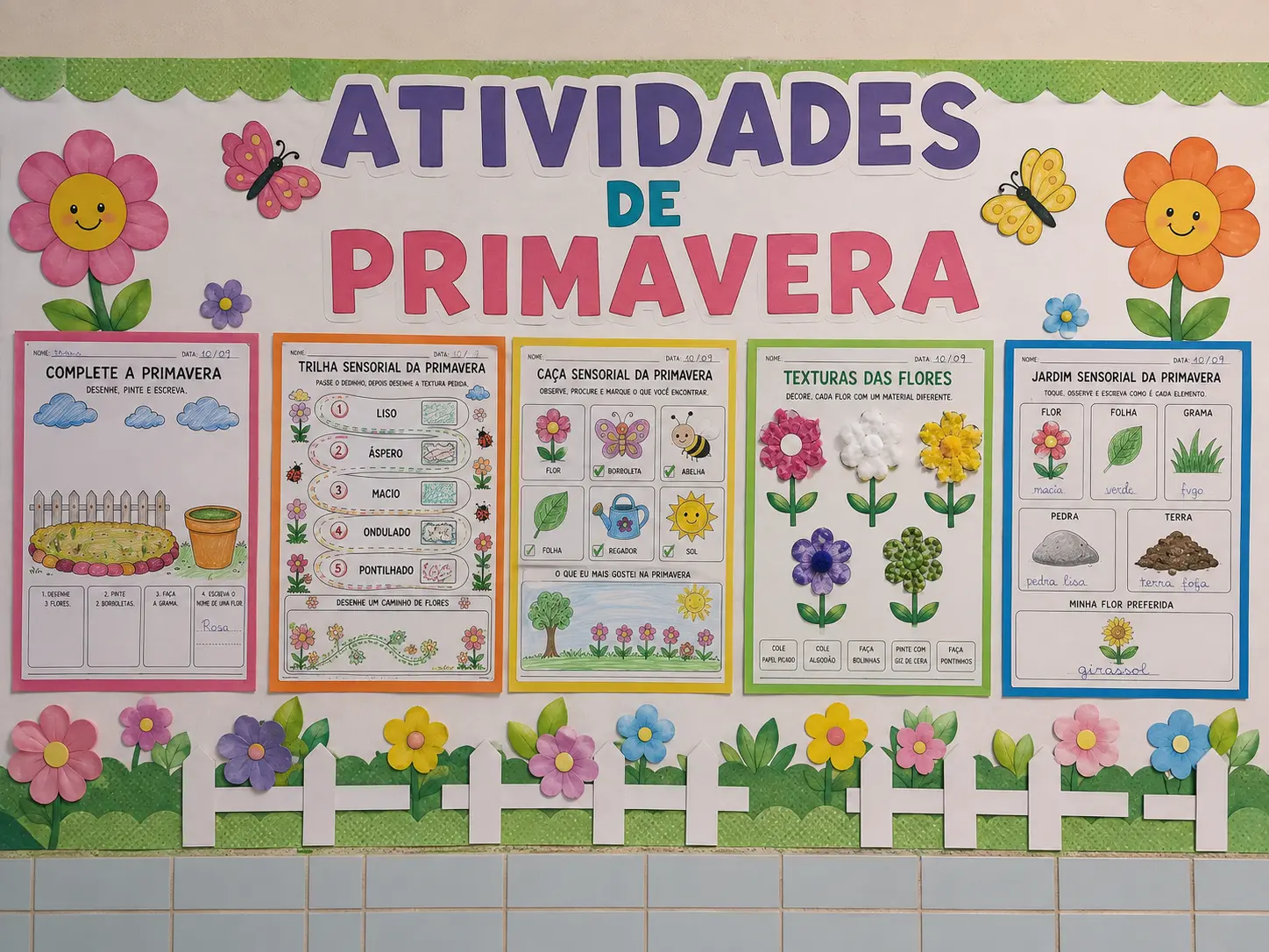 Atividades Sensoriais Primavera – 5 Atividades para Imprimir — capa do material