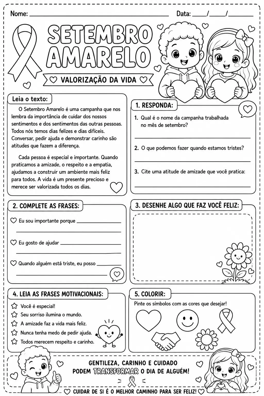 💛 Atividades Setembro Amarelo em PDF prontas para Imprimir 💖 — amostra 1: 🌟 Trabalhar o Setembro Amarelo é um momento…