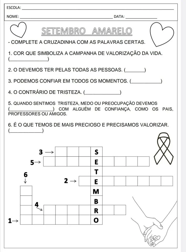 💛 Atividades Setembro Amarelo em PDF prontas para Imprimir 💖 — amostra 3: 🌟 Trabalhar o Setembro Amarelo é um momento…