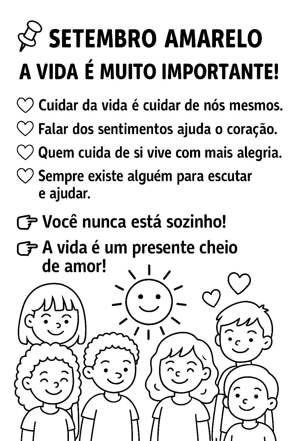 💛 Atividades Setembro Amarelo em PDF prontas para Imprimir 💖 — amostra 5: 🌟 Trabalhar o Setembro Amarelo é um momento…