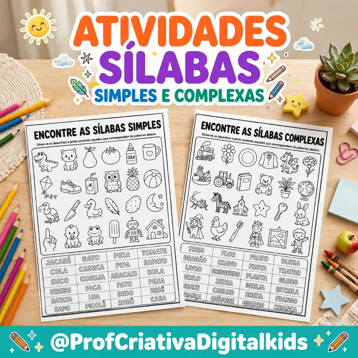 Atividades Sílabas Simples e Complexas - Alfabetização — Atividades para 1º ano: Transforme conteúdo das Sílabas Simples e…