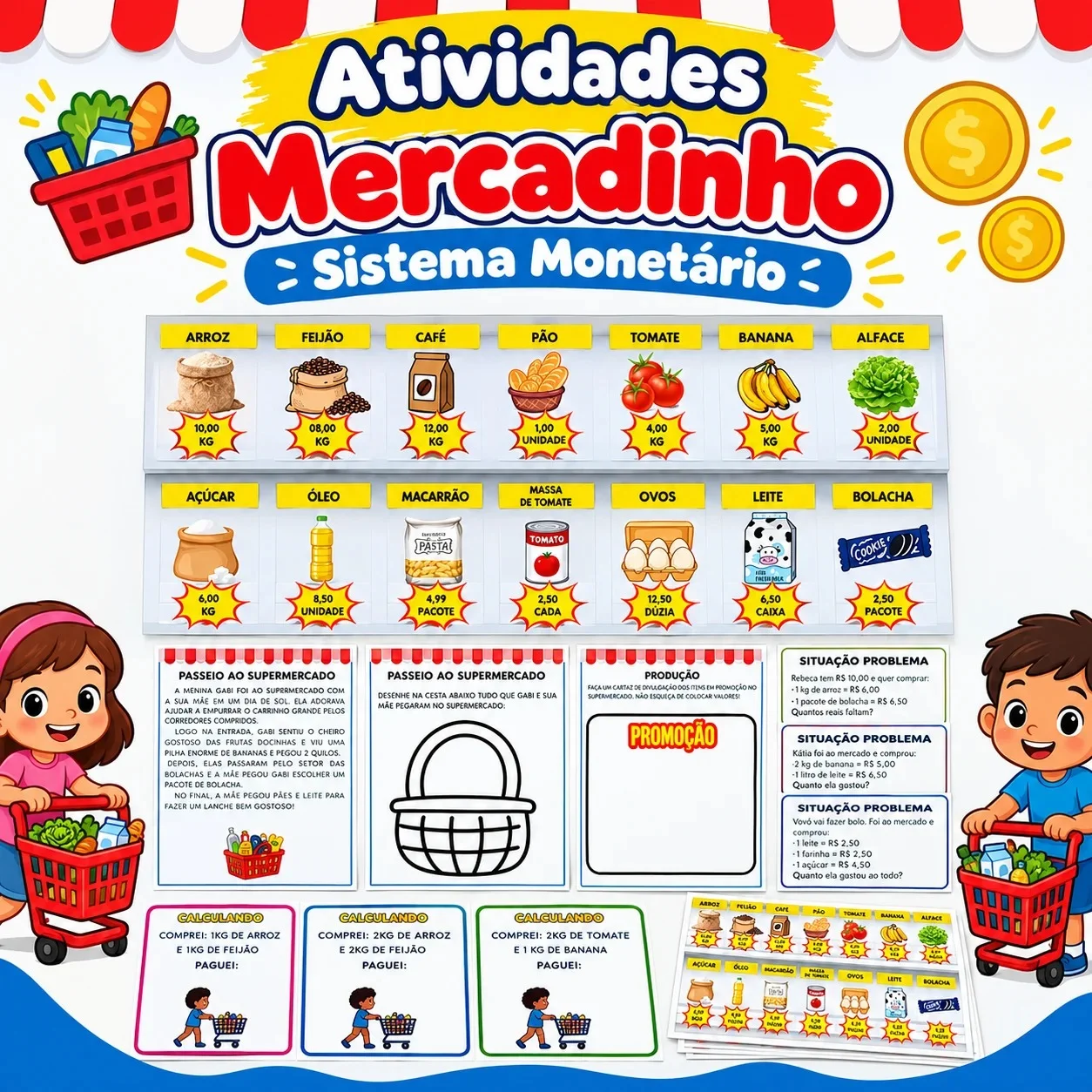 ATIVIDADES SISTEMA MONETÁRIO (MERCADINHO) — Matemática para Todas as séries: Sequência Didática lúdica e divertida com…