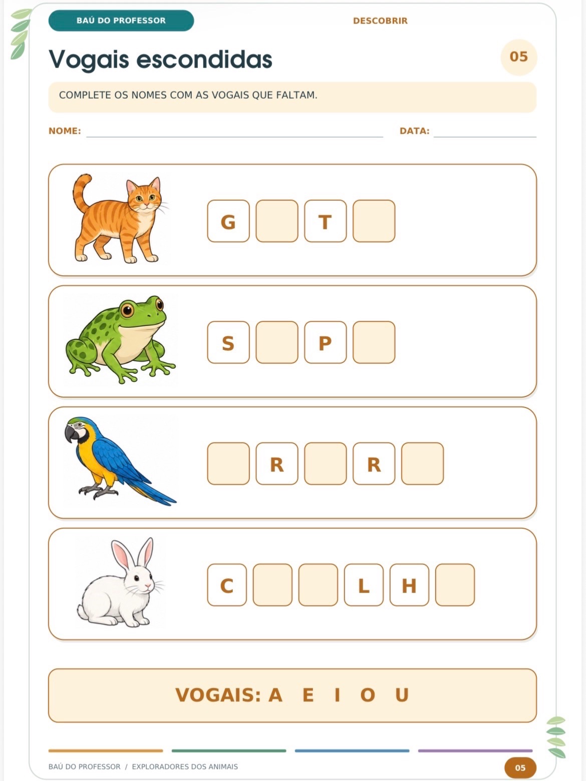 Atividades sobre Animais: Ciências e Alfabetização – 23 Páginas + Jogo — amostra 3: Explore o mundo dos animais com…