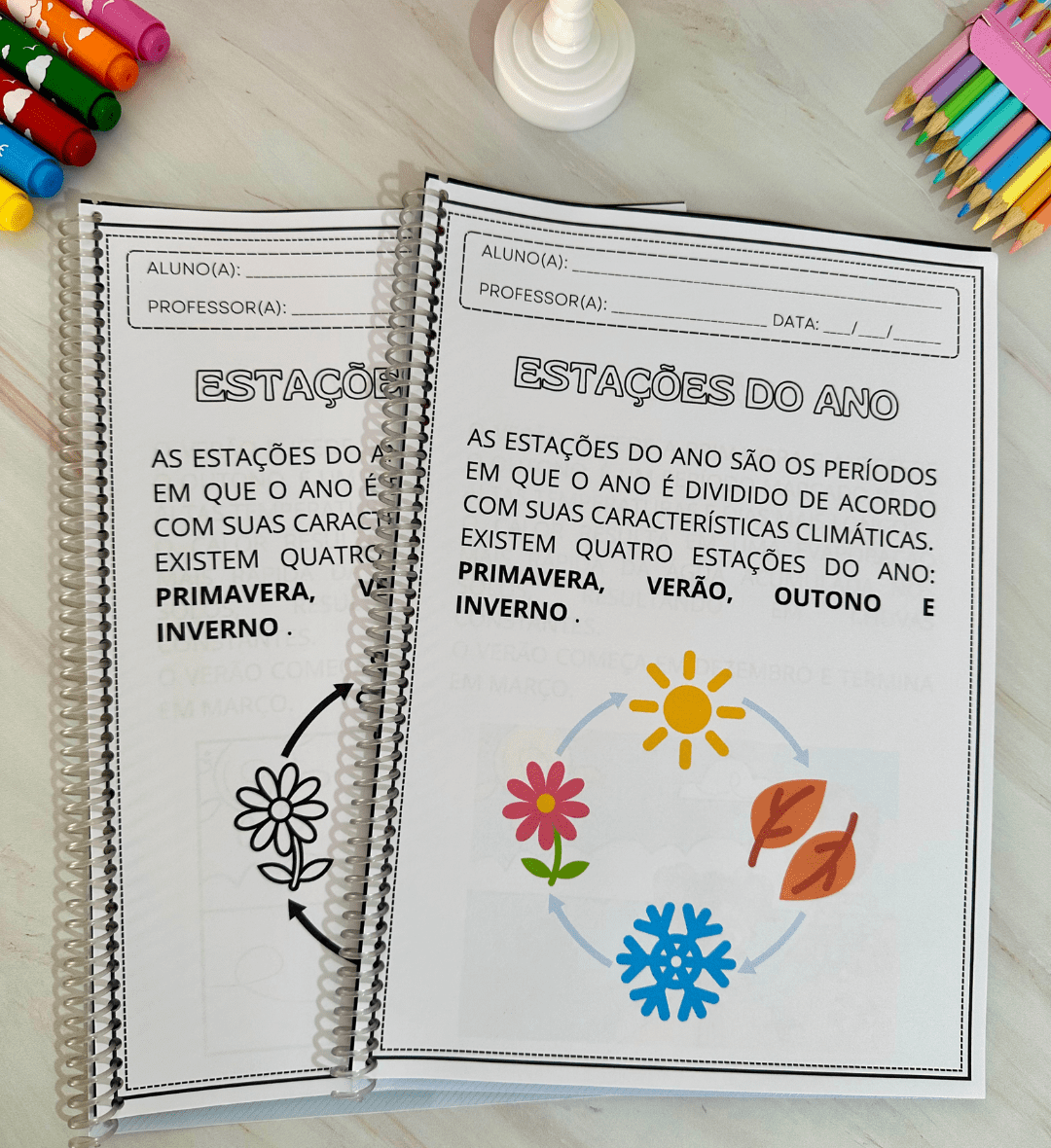 Atividades sobre estações do ano: apostila em PDF para imprimir — amostra 1: Atividades sobre estações do ano para explorar…