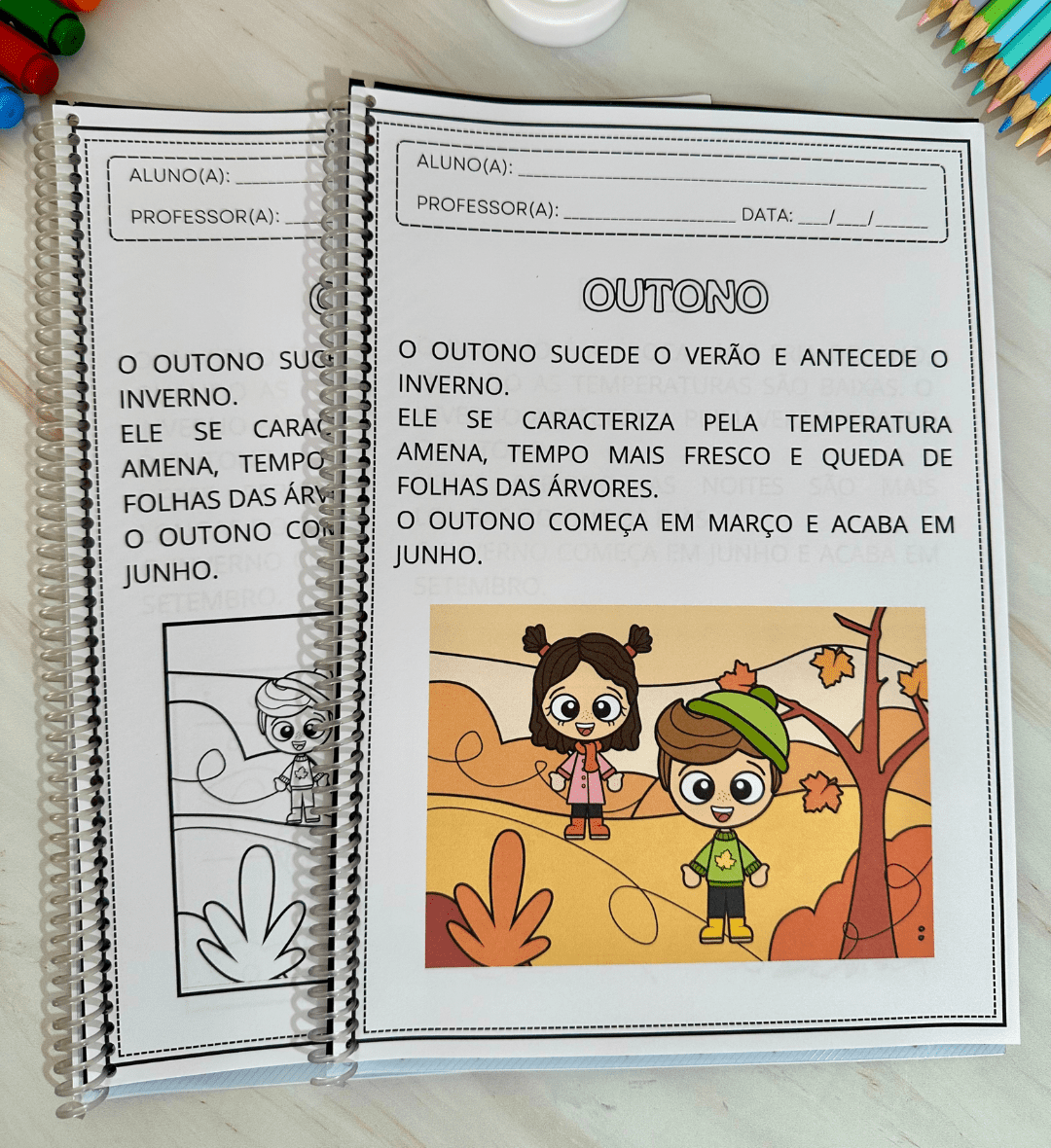 Atividades sobre estações do ano: apostila em PDF para imprimir — amostra 2: O que vem no material
