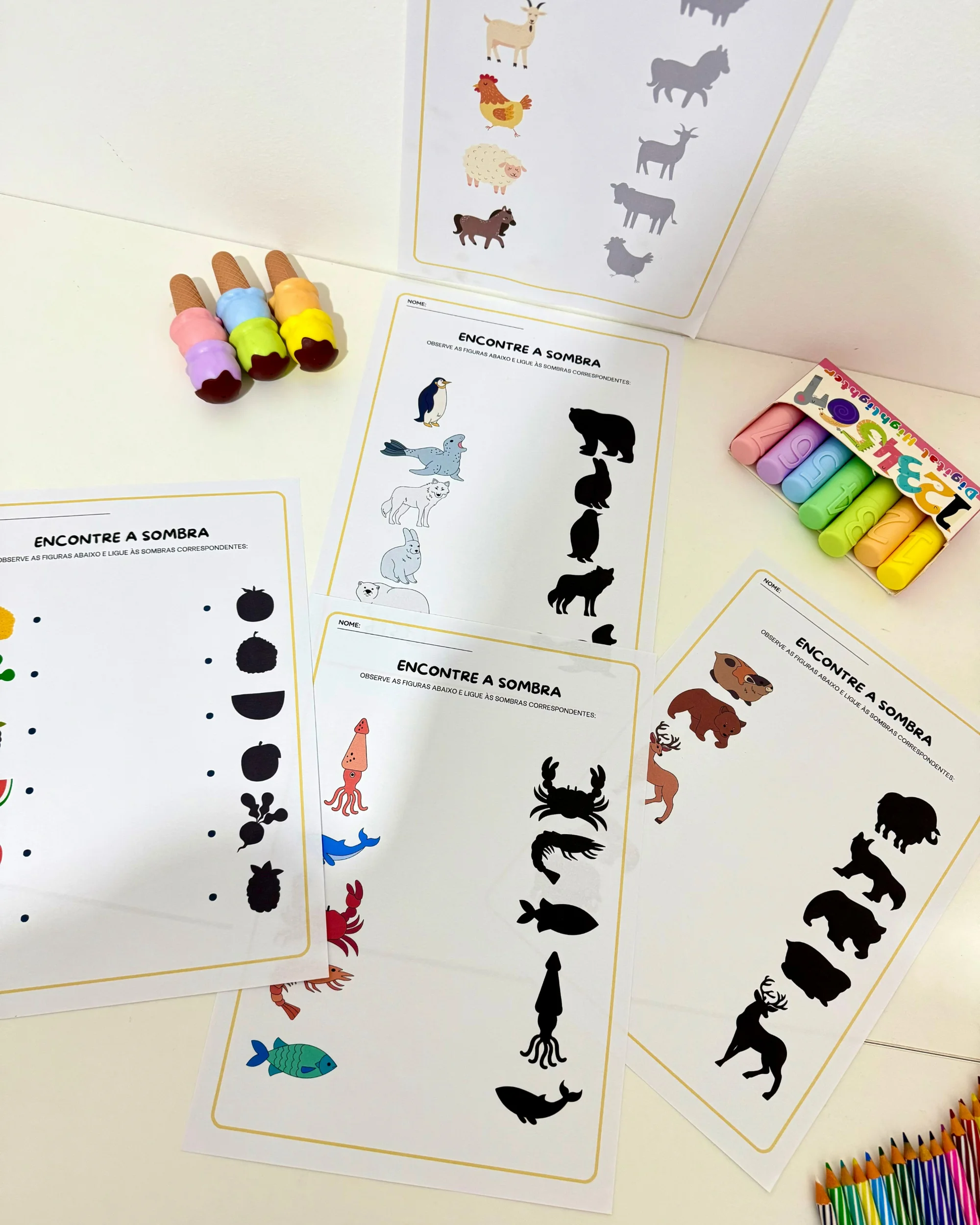 Atividades Sombra Educação Infantil e anos iniciais — amostra 4: Atividades para Educação Infantil e Anos Iniciais com 5…