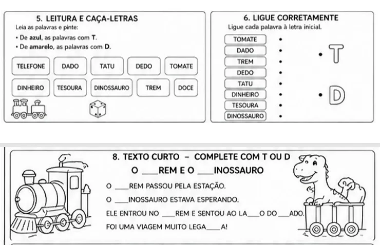 Atividades T e D – Diferenciando Letras na Alfabetização — capa do material