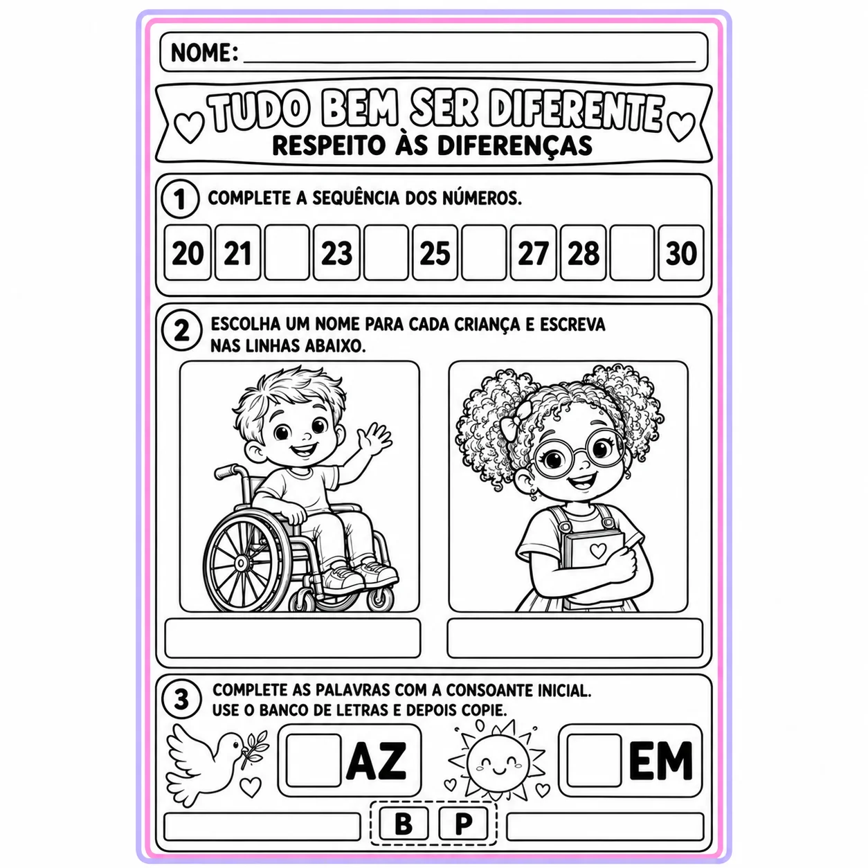 Atividades Tudo Bem Ser Diferente – Educação infantil — amostra 5: 41 páginas de atividades para crianças de 5 anos, com…