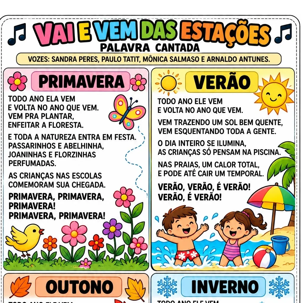ATIVIDADES: VAI E VEM DAS ESTAÇÕES – PALAVRA CANTADA - INSPIRAÇÃO — Alfabetização para 2º ano: A SEQUÊNCIA “VAI E VEM DAS…