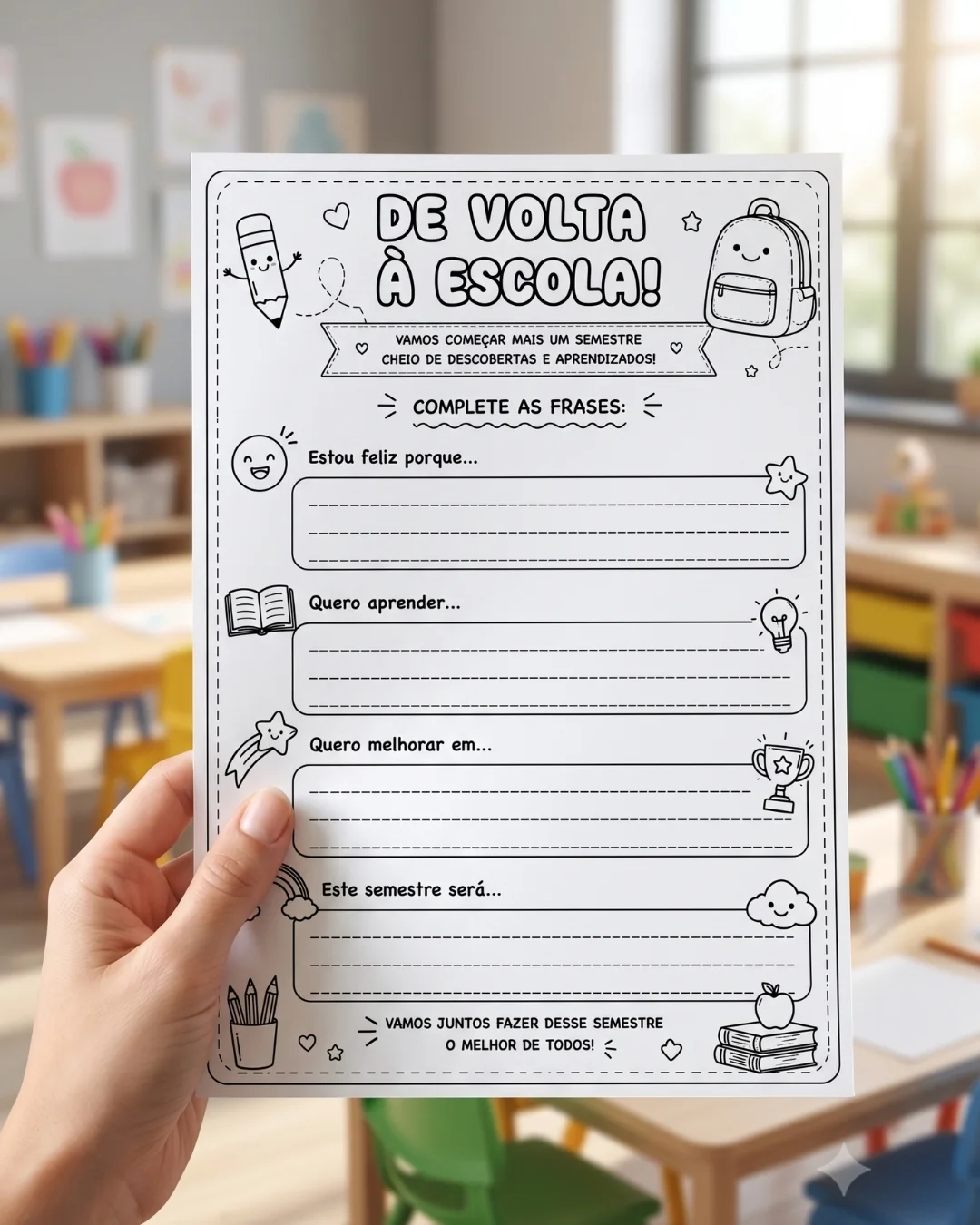 ATIVIDADES VOLTA ÀS AULAS – PDF para Imprimir — amostra 4: Torne o retorno às aulas mais divertido e acolhedor com…