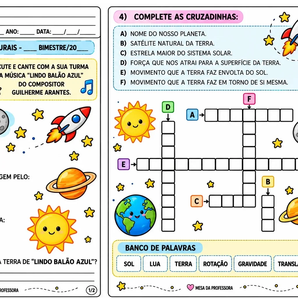 AVALIAÇÃO DE CIÊNCIAS NATURAIS - SISTEMA SOLAR — amostra 1: ENSINO FUNDAMENTAL – ANOS INICIAIS