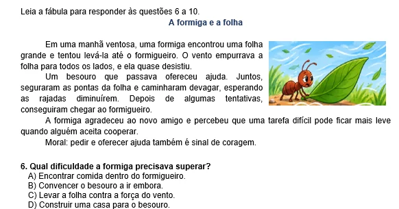 Avaliação de Língua Portuguesa 5º Ano – 4º Bimestre com Gabarito — amostra 3: O material reúne textos contextualizados,…