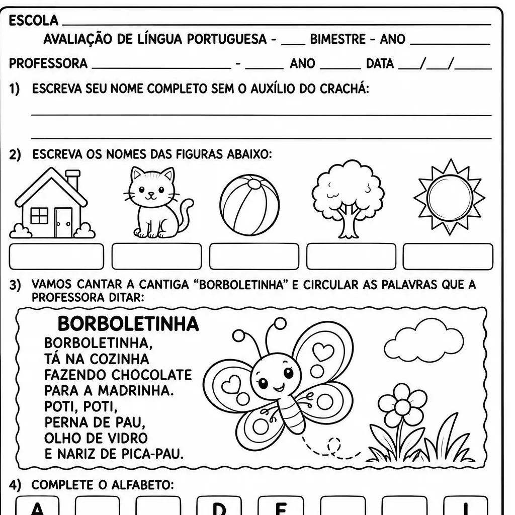 Avaliação de Língua Portuguesa - Ciclo de Alfabetização — amostra 7: Escrita do nome completo com apoio do crachá