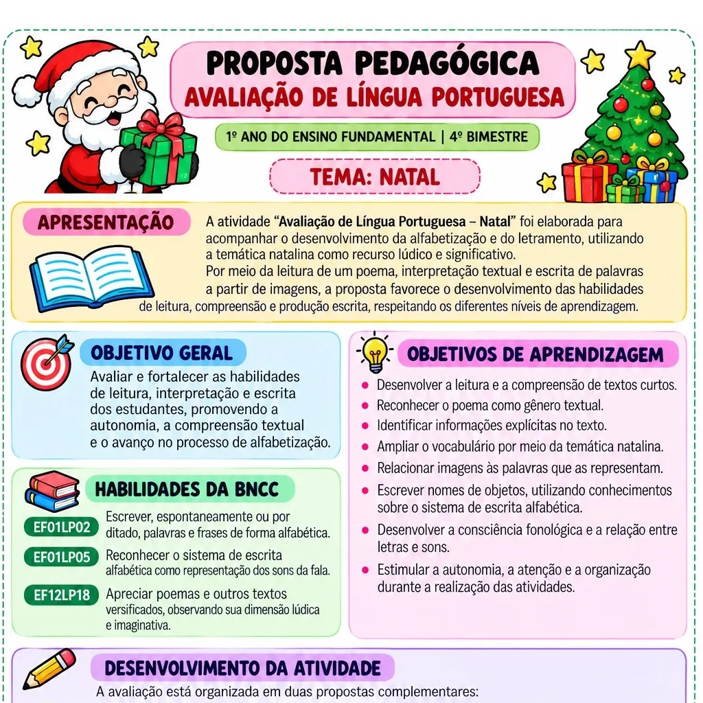 Avaliação de Língua Portuguesa – Natal - 4º BIMESTRE — amostra 3: A proposta desenvolve leitura, interpretação de poemas e… Avaliação de Língua Portuguesa – Natal - 4º BIMESTRE — amostra 3: A proposta desenvolve leitura, interpretação de poemas e…