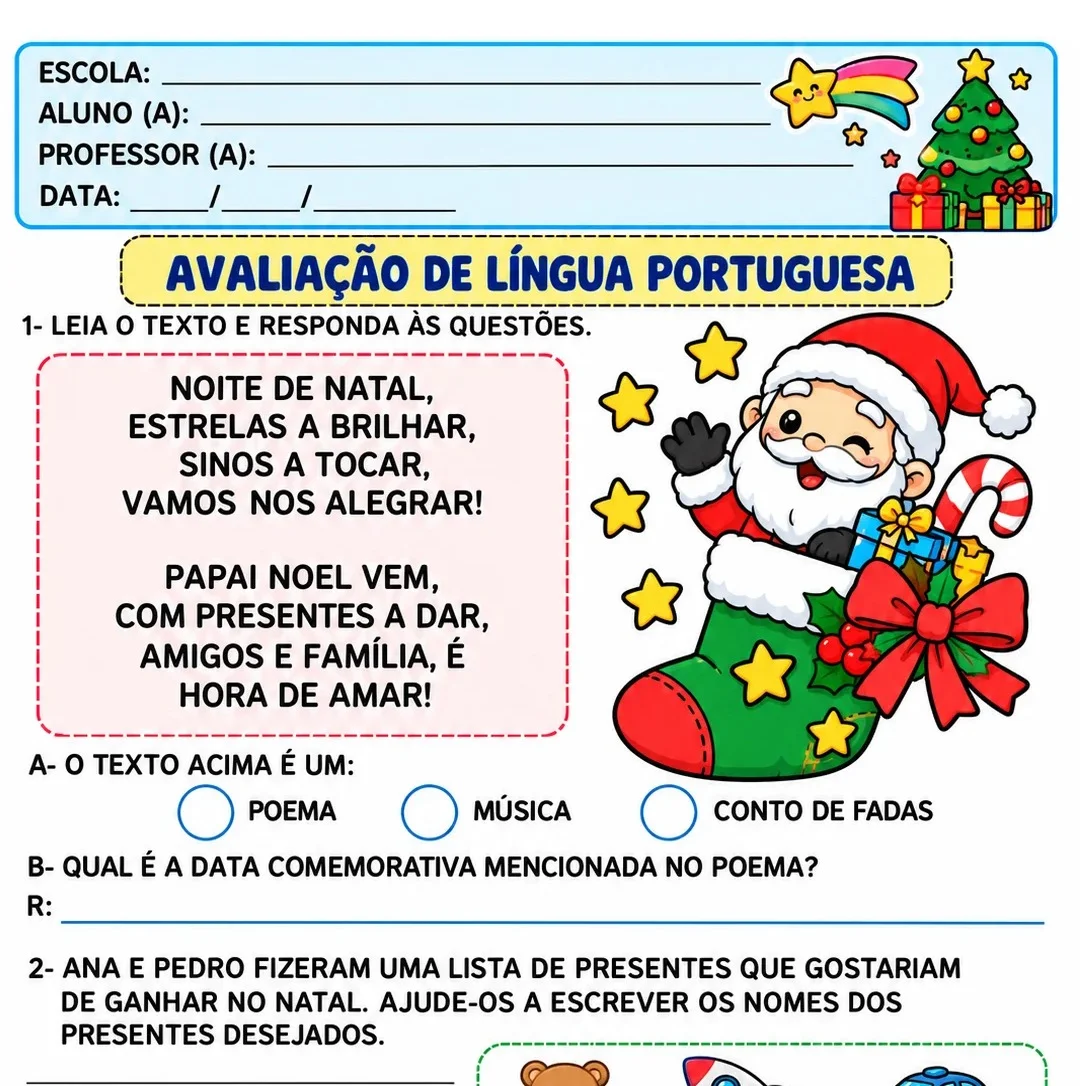 Avaliação de Língua Portuguesa – Natal - 4º BIMESTRE — capa do material