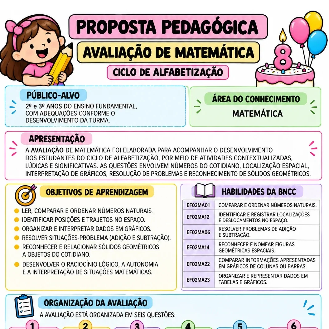 AVALIAÇÃO DE MATEMÁTICA - CICLO DE ALFABETIZAÇÃO — amostra 6: A proposta valoriza diferentes estratégias de resolução e…