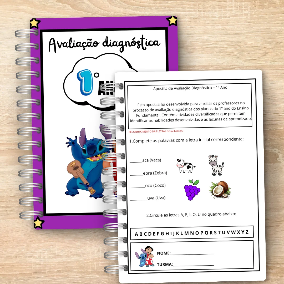 Avaliação Diagnóstica 1º Ano do Ensino Fundamental — amostra 2: Apostila com 22 páginas de avaliação diagnóstica para o 1º…