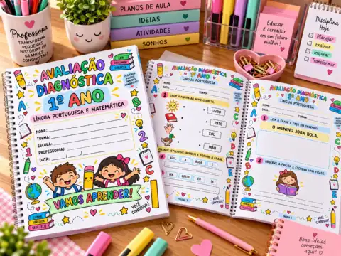 Avaliação Diagnóstica 1º Ano – Português e Matemática — amostra 1: Uma avaliação diagnóstica prática e colorida para…