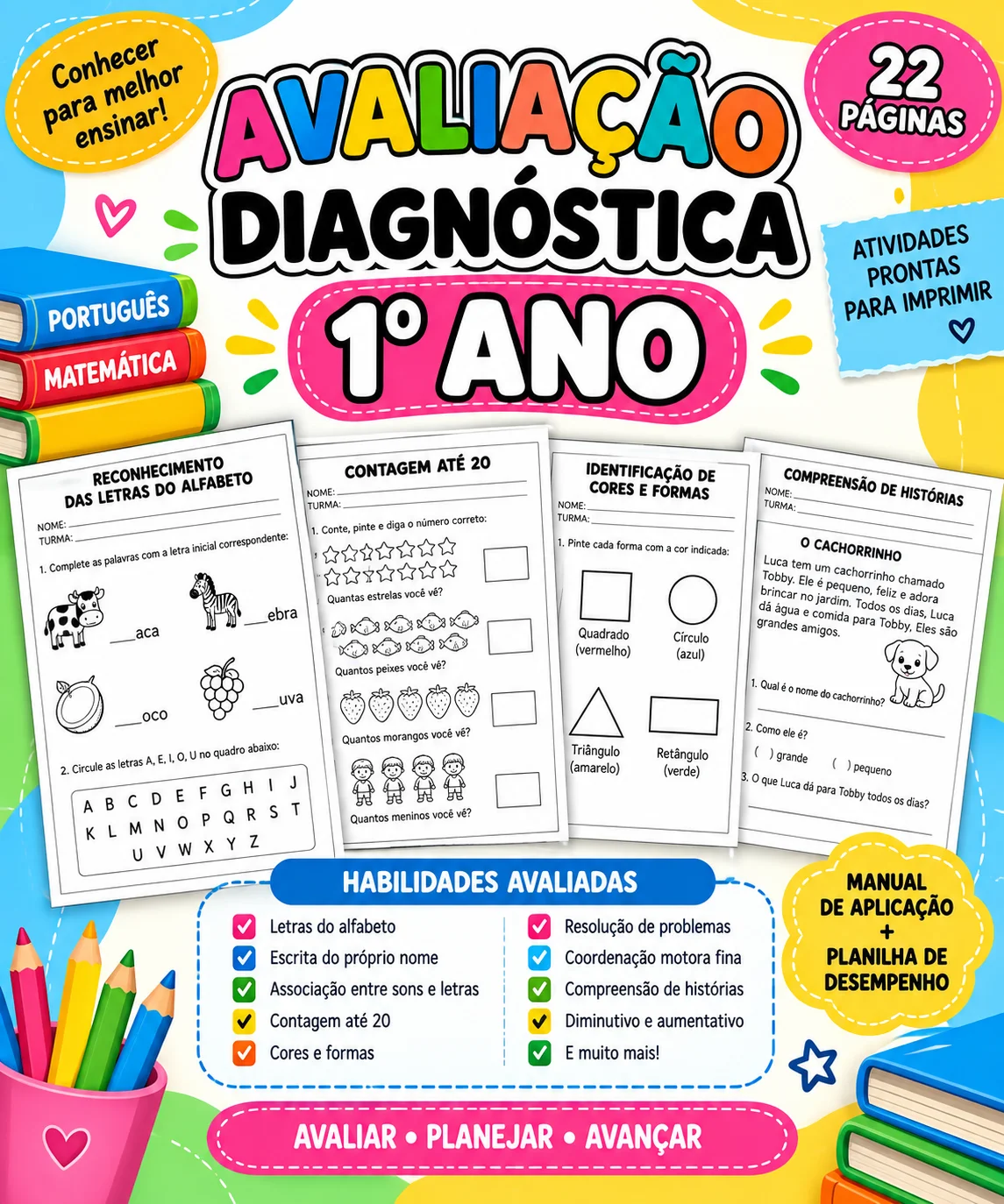 Avaliação Diagnóstica 1º Ano – Português e Matemática — capa do material