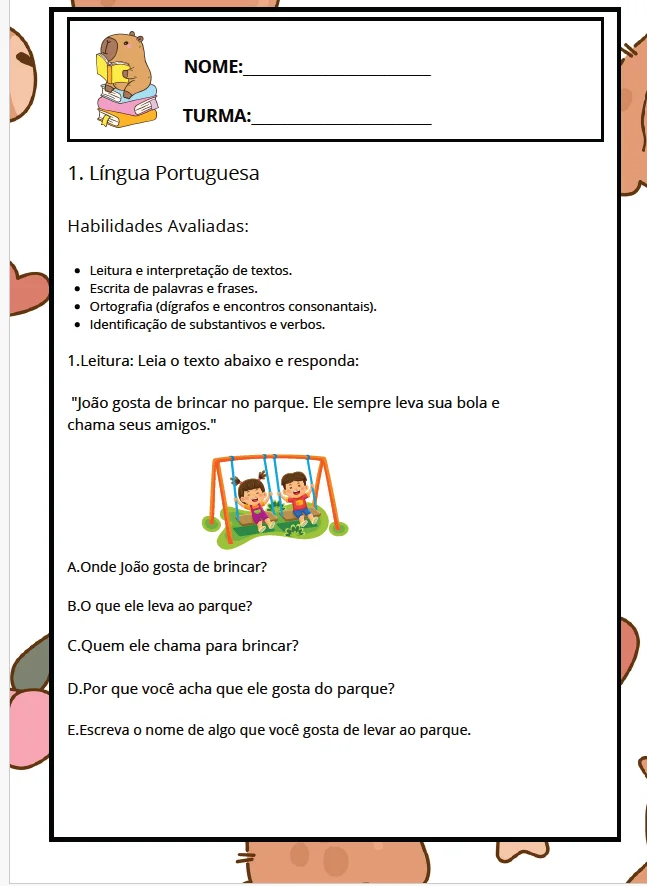 ✨📘 AVALIAÇÃO DIAGNÓSTICA – 2º ANO 📘✨CAPIVARA ANOS INICIAIS — amostra 1: A Avaliação Diagnóstica para o 2º Ano foi…