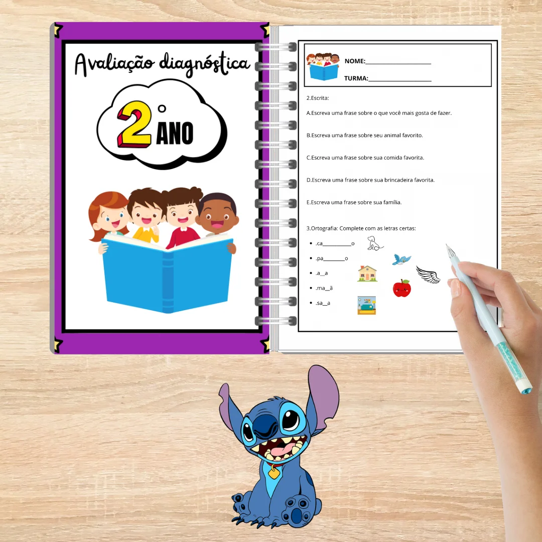 Avaliação Diagnóstica 2º Ano Ensino Fundamental — amostra 1: Apostila com 21 páginas de avaliação diagnóstica para o 2º…